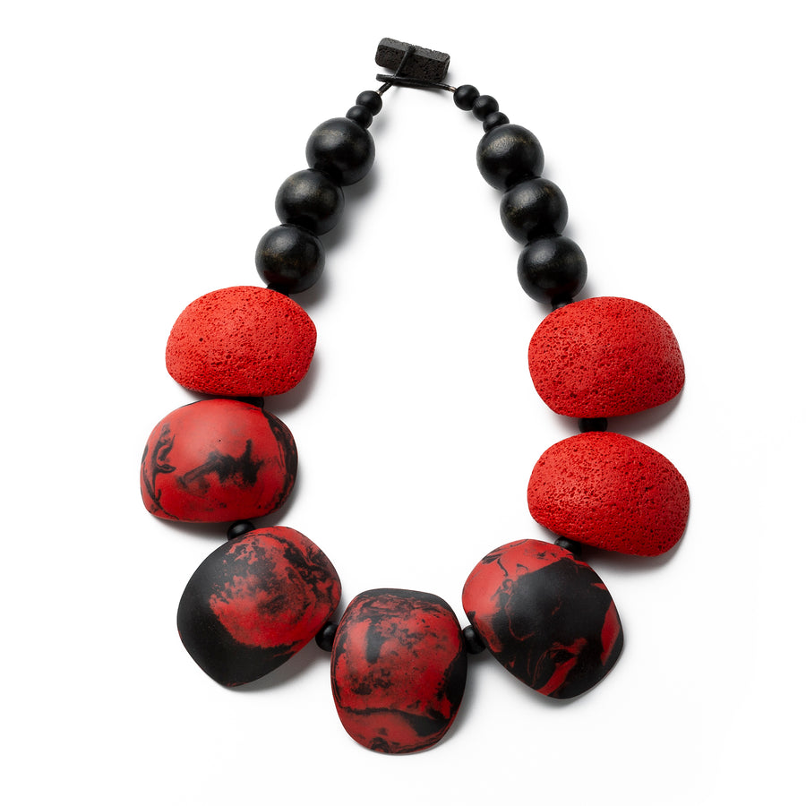 Maya necklace / Red and black