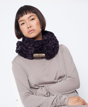 Handmade big velvet extra soft Knitted Scarf gift boho knit winter warm purple