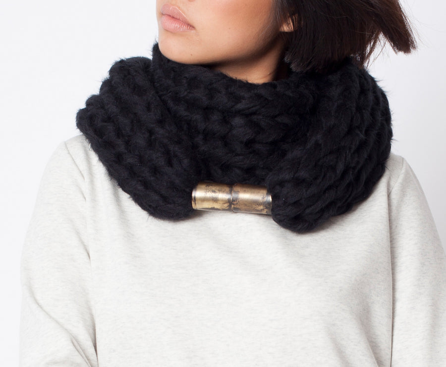 Handmade big extra soft Chunky Knitted Scarf gift boho knit winter warm black