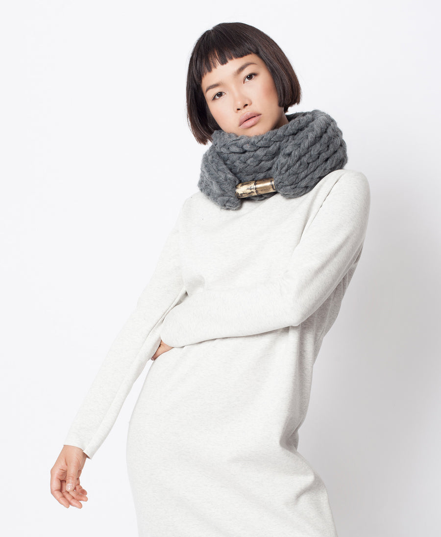 Handmade big extra soft Chunky Knitted Scarf gift boho knit winter warm grey