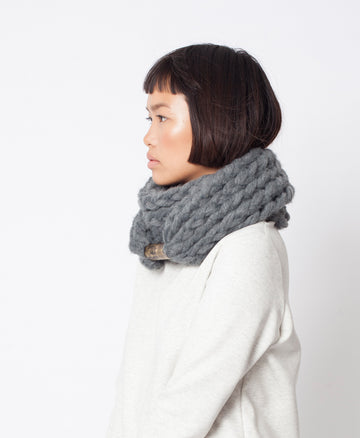 Handmade big extra soft Chunky Knitted Scarf gift boho knit winter warm grey